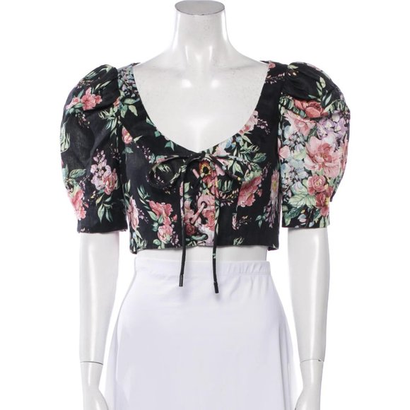 ZIMMERMANN Bellitude Tuck Floral-Print Linen Set Top Zimm Sz 1 /Bottom Zimm Sz 2 - Picture 13 of 16